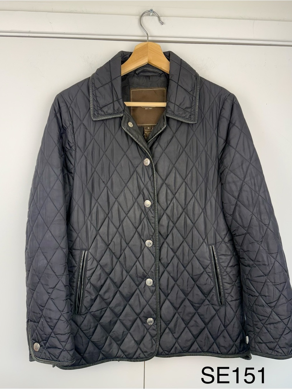Coach Black Diamond Quilted Leather Trim Jacket Size S